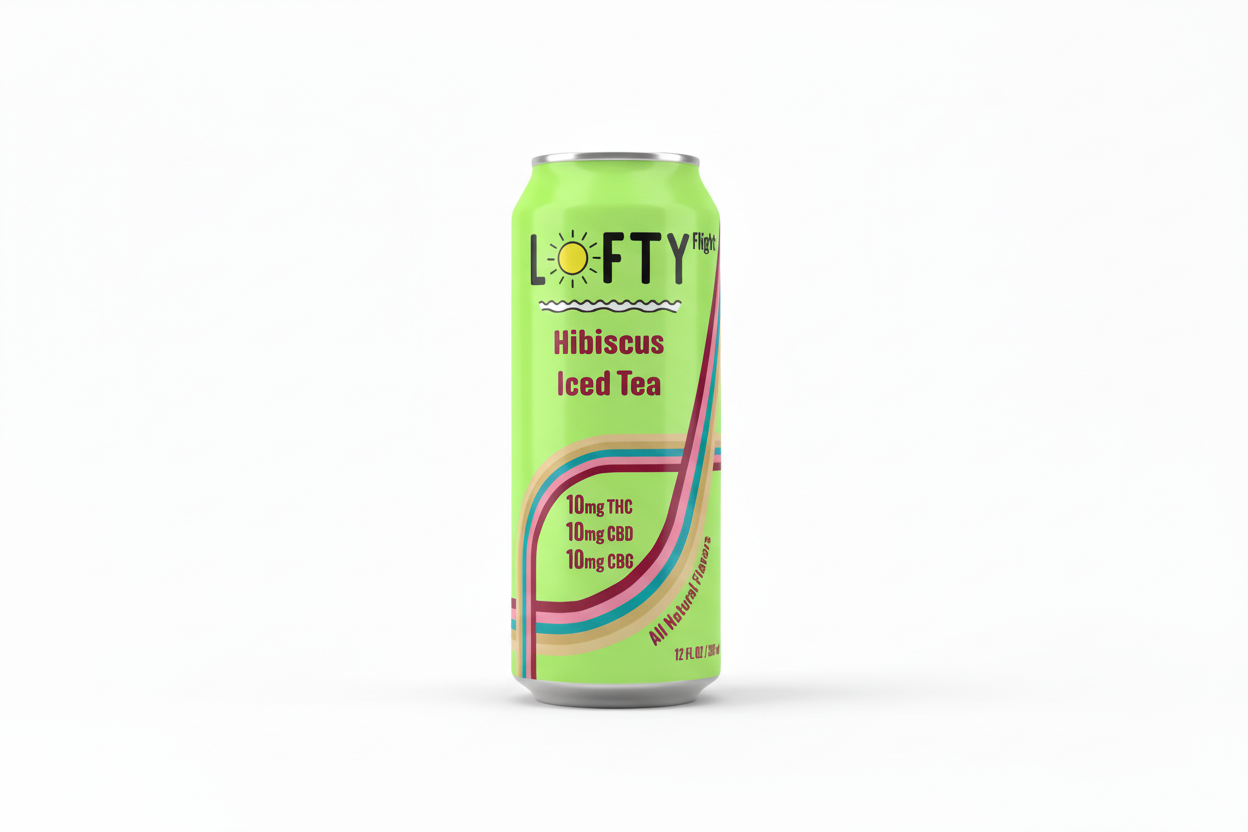 Lofty Hibiscus Iced Tea can on a white background